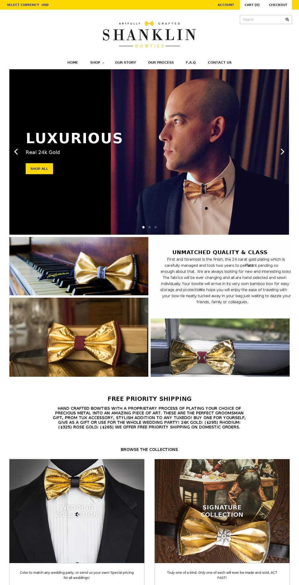 goldbowties.com shopify website screenshot