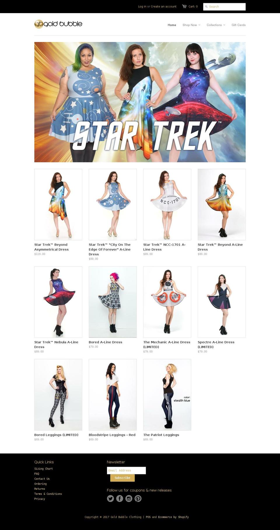 goldbubbleclothing.com shopify website screenshot