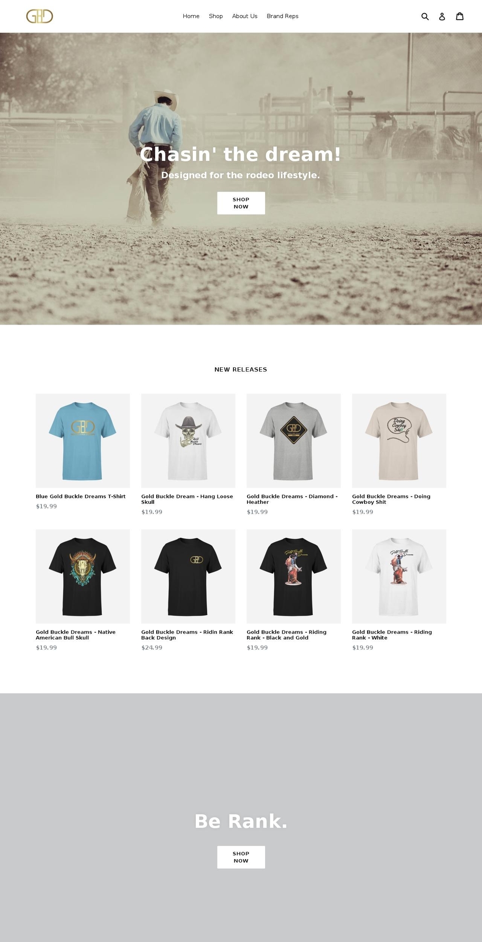goldbuckledreams.com — Shopify storefront screenshot