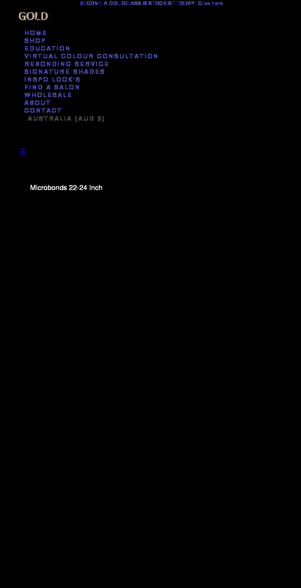 goldclasshairextensions.com shopify website screenshot