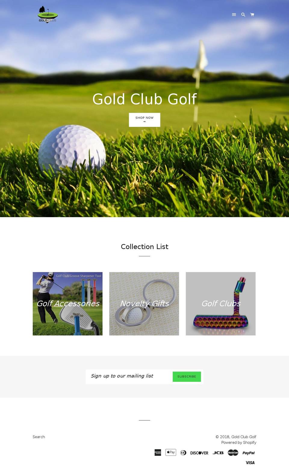 goldclubgolf.com — Shopify storefront screenshot