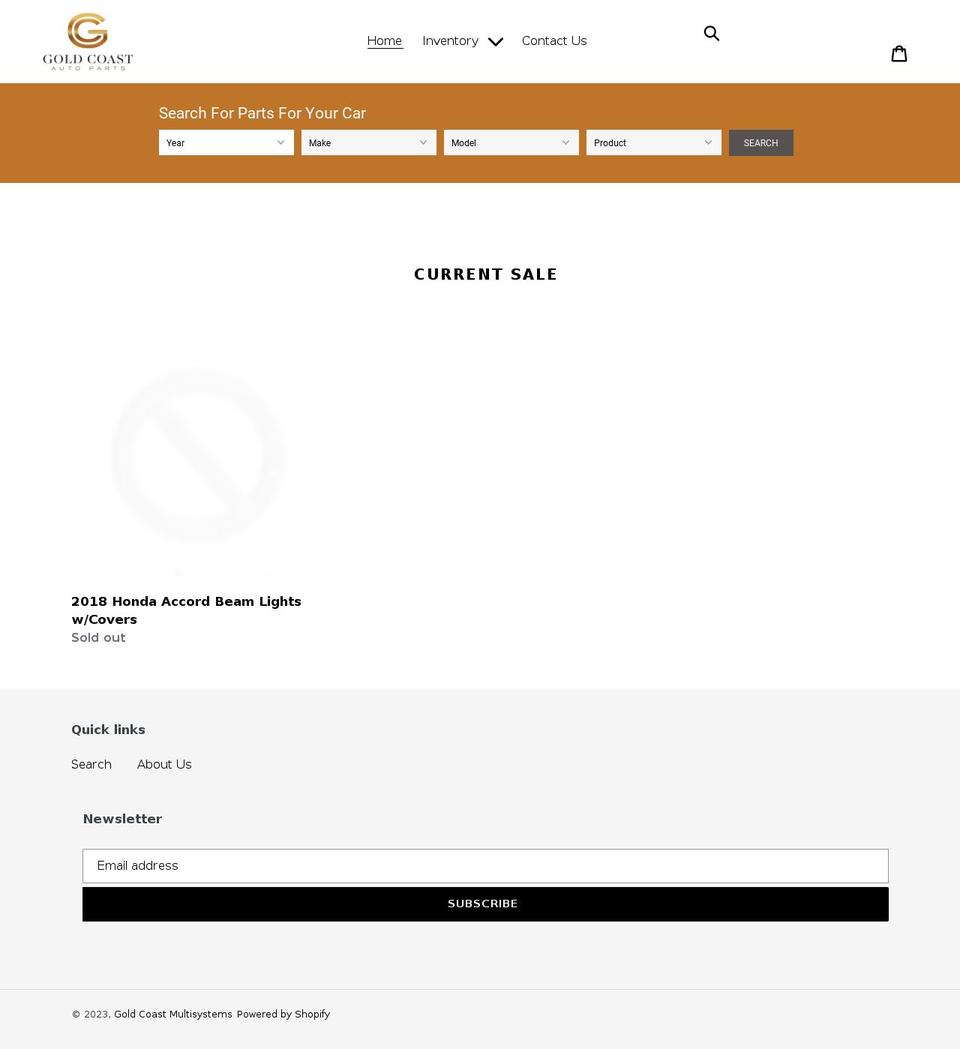 goldcoastautoparts.com shopify website screenshot