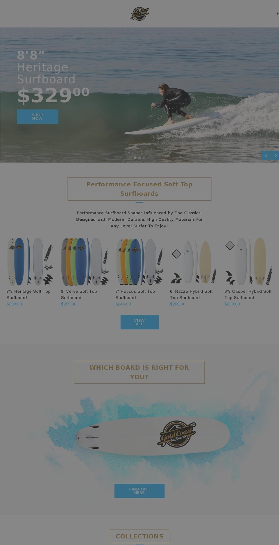 goldcoastboardcompany.net shopify website screenshot
