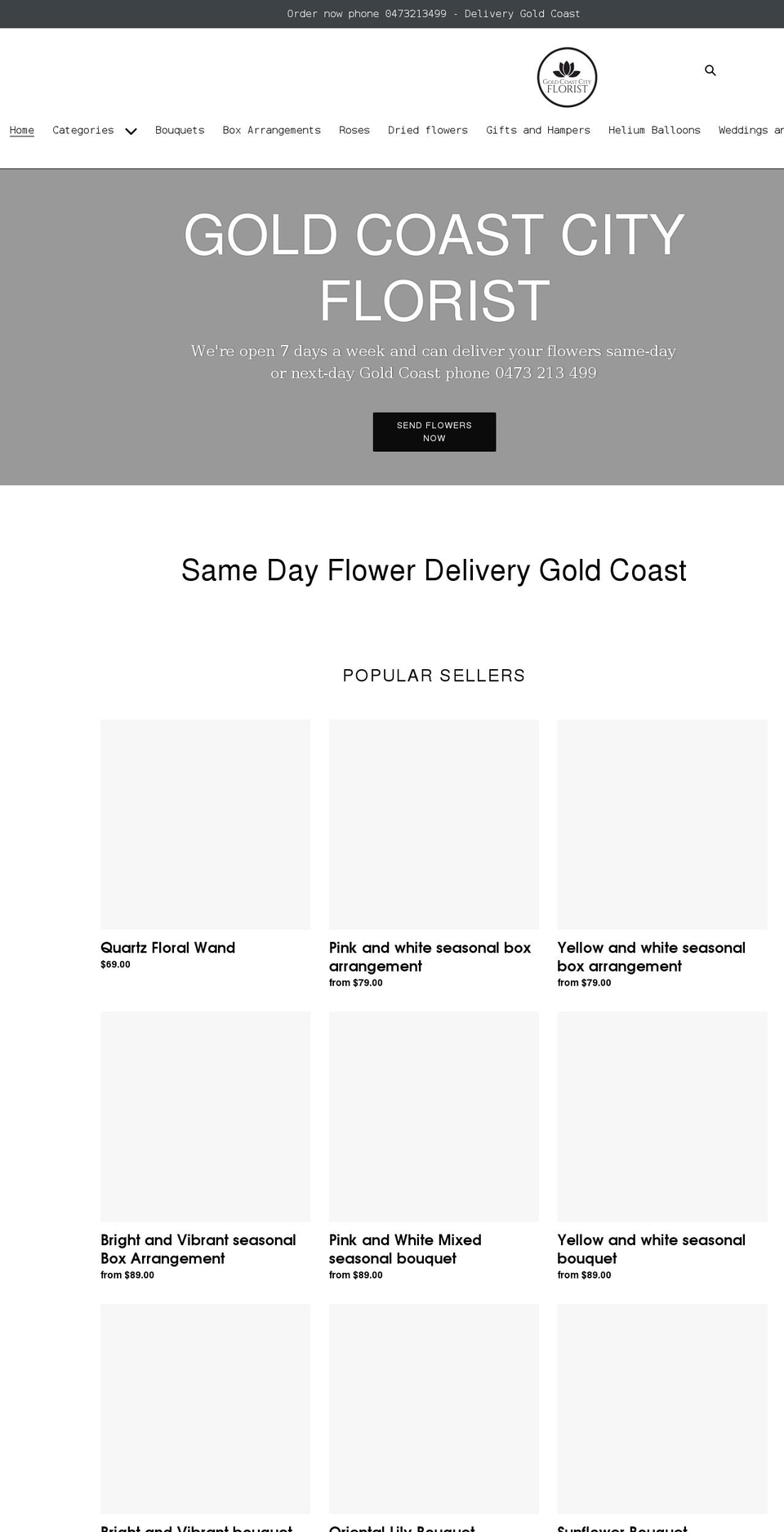 goldcoastcityflorist.com.au shopify website screenshot