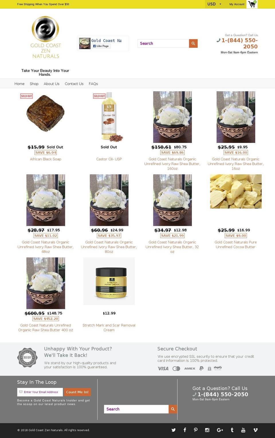 goldcoastnaturals.com shopify website screenshot
