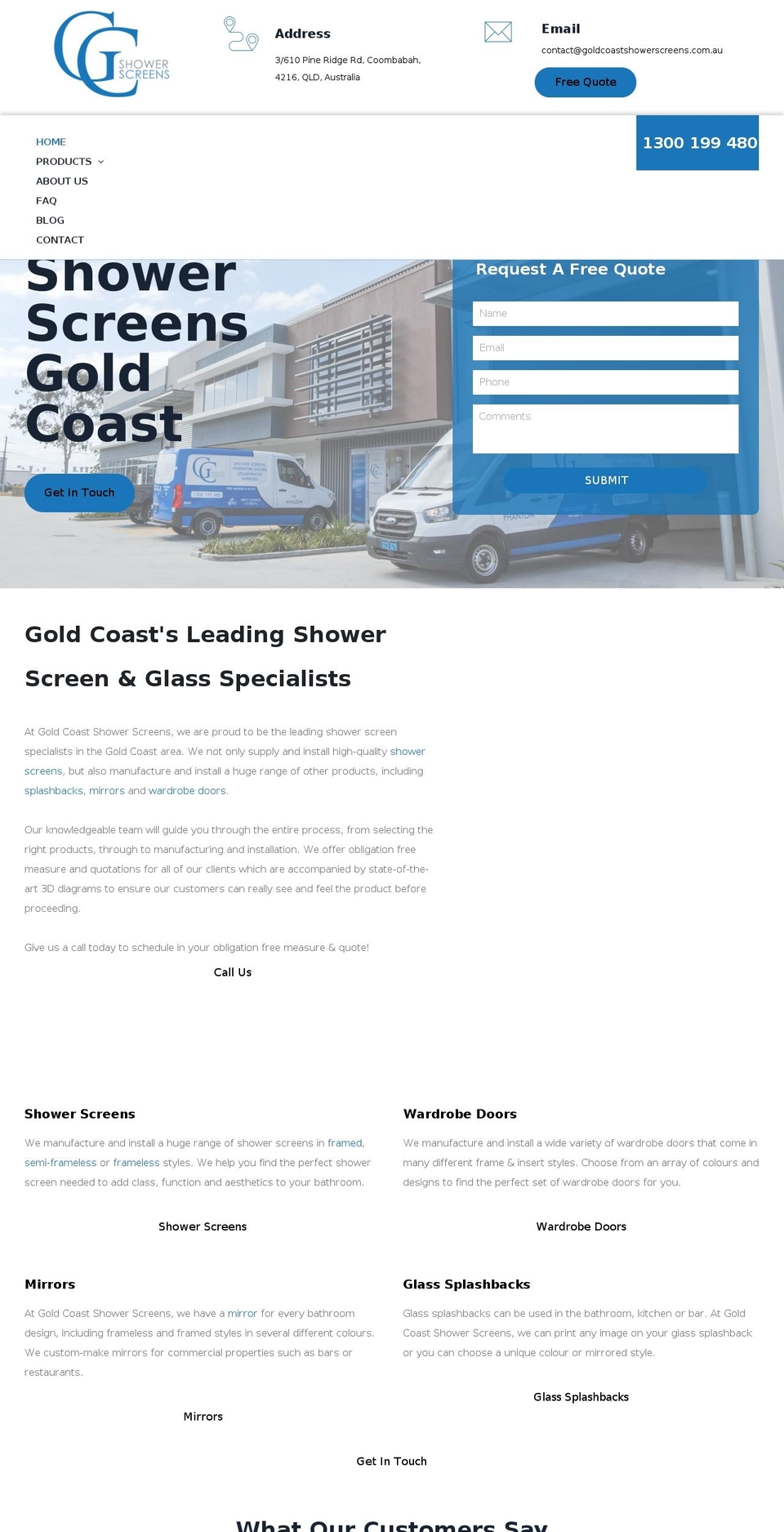 goldcoastshowerscreens.com.au shopify website screenshot