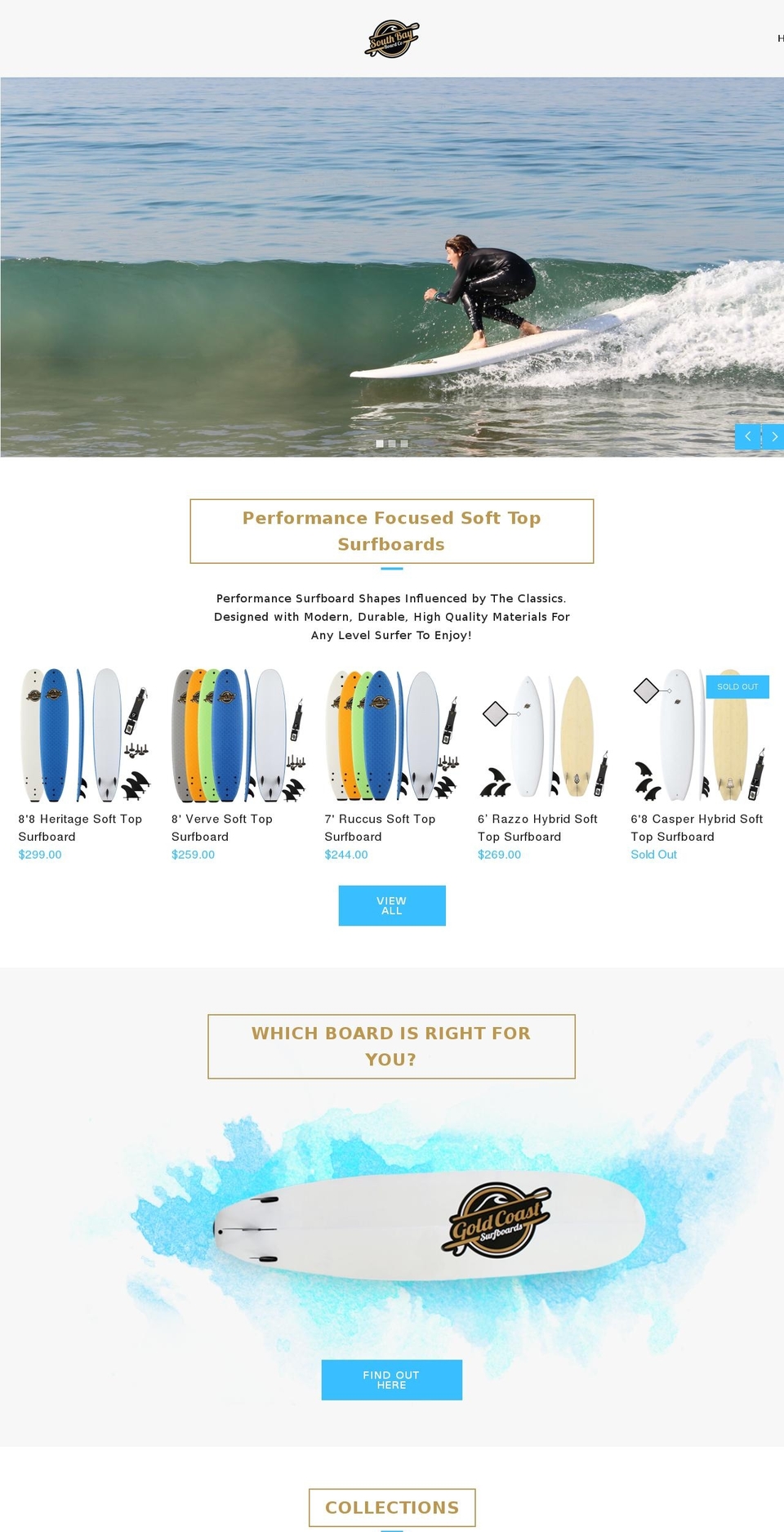 goldcoastsurfboards.org shopify website screenshot
