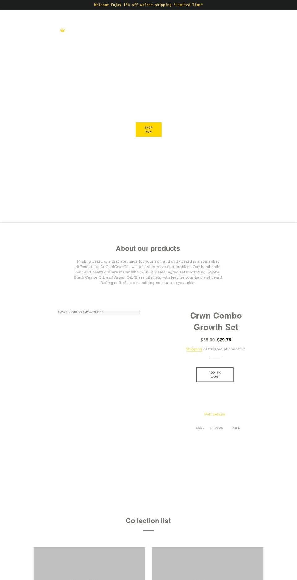goldcrwnco.com shopify website screenshot
