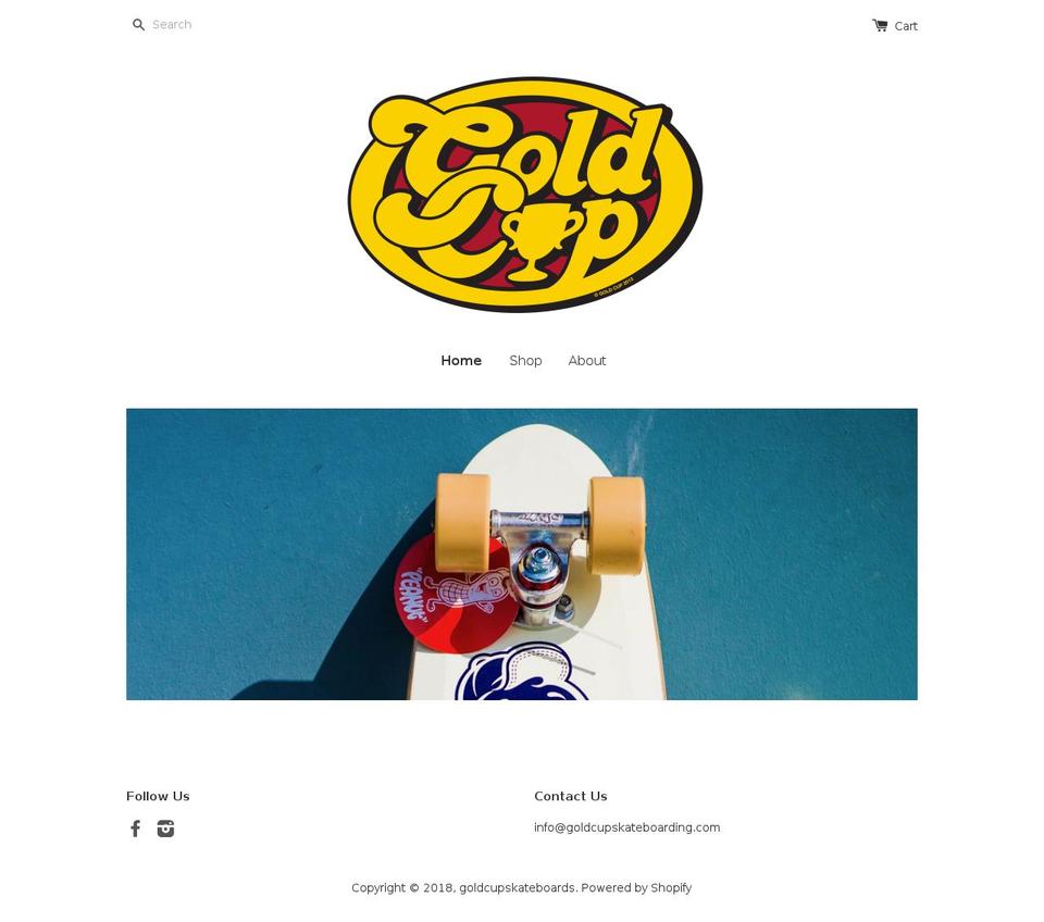 goldcupskateboarding.com — Shopify storefront screenshot
