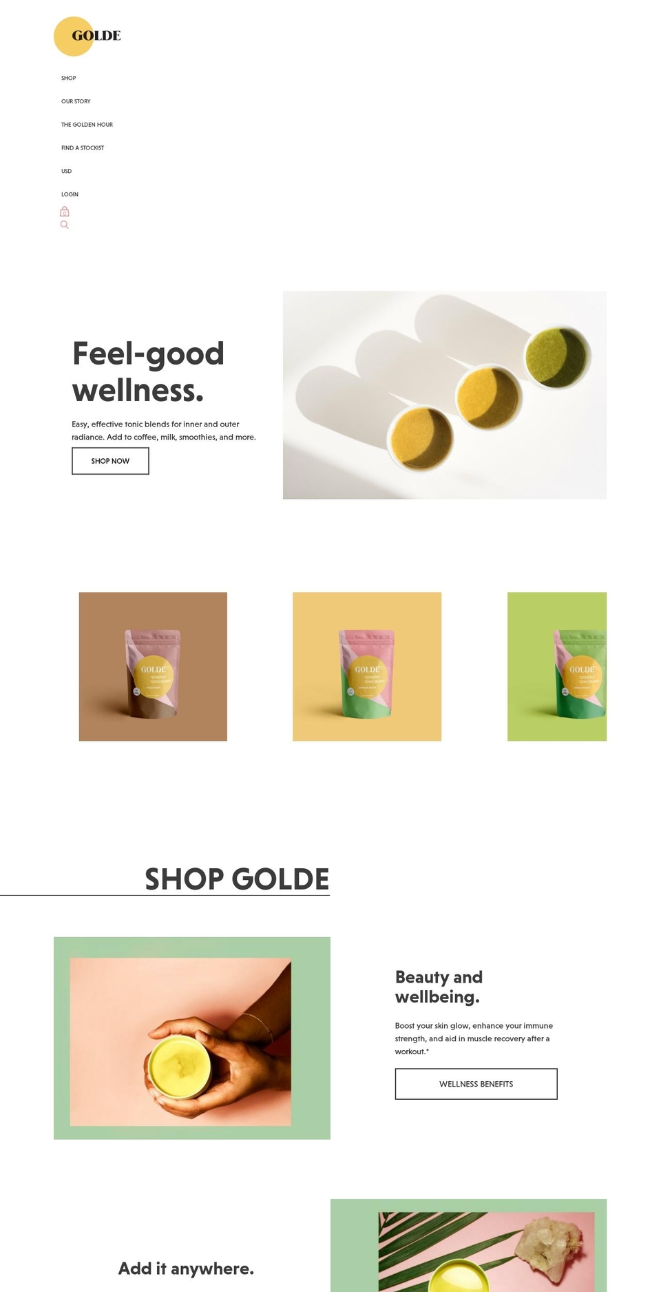 golde.co shopify website screenshot