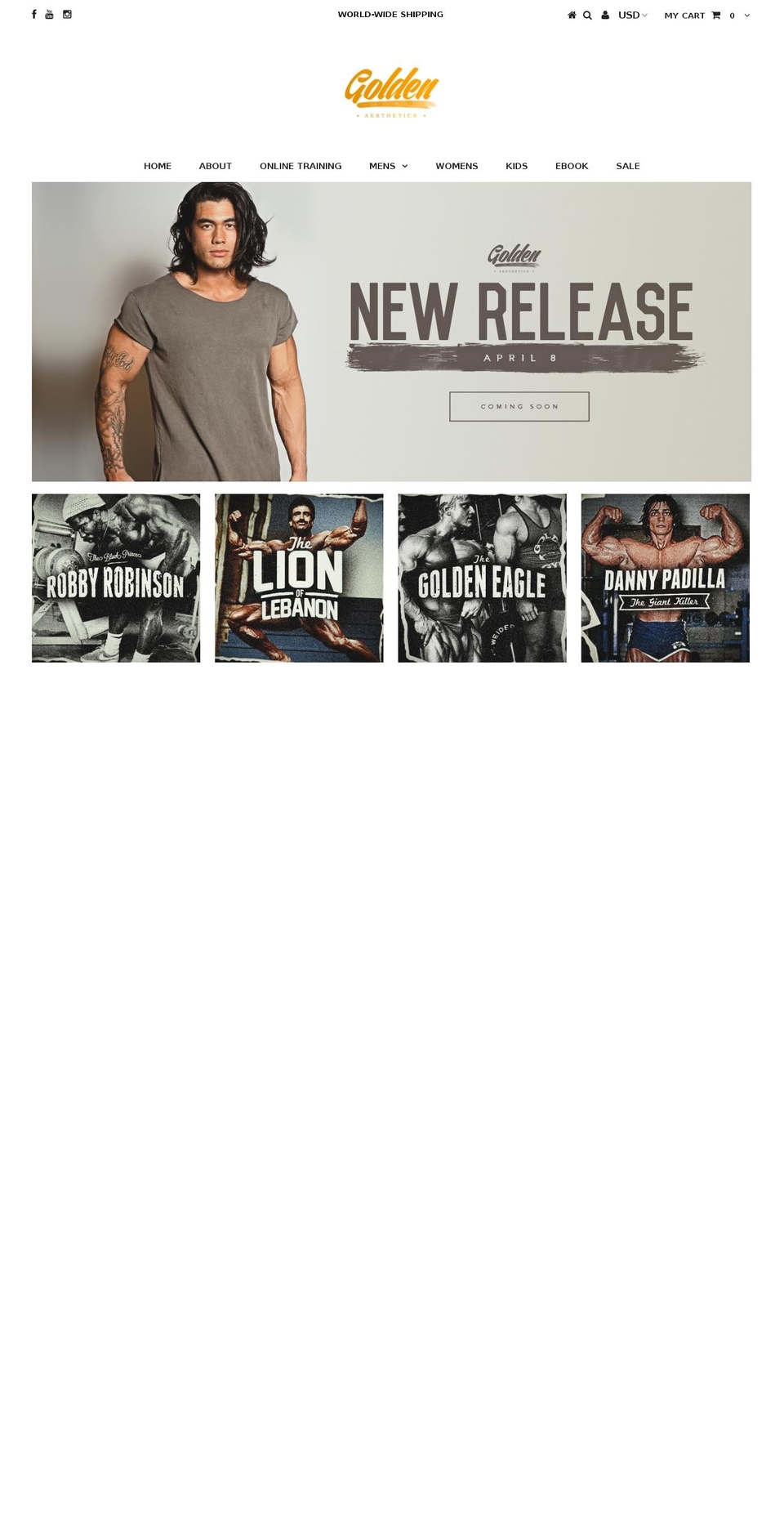 golden-aesthetics.myshopify.com shopify website screenshot