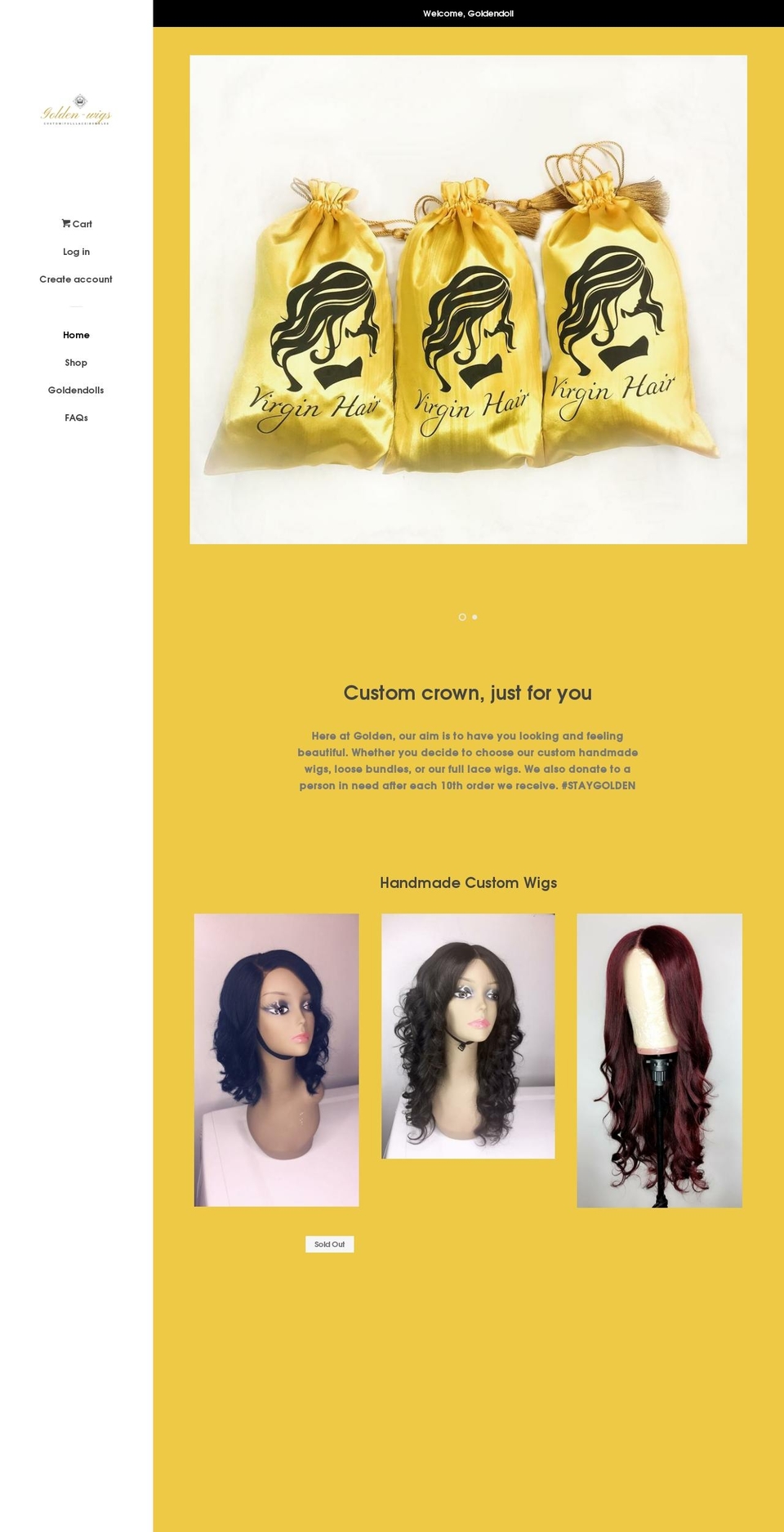 golden-wigs.com — Shopify storefront screenshot