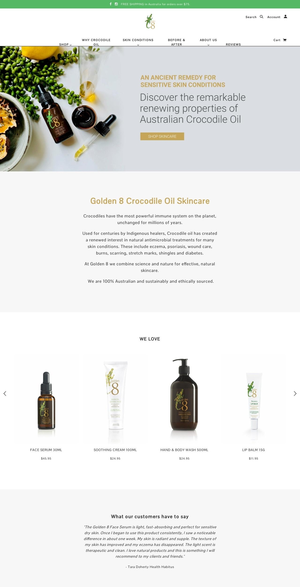 golden8skincare.com shopify website screenshot