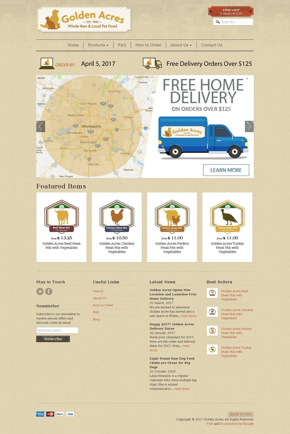 goldenacreshealthypets.com shopify website screenshot