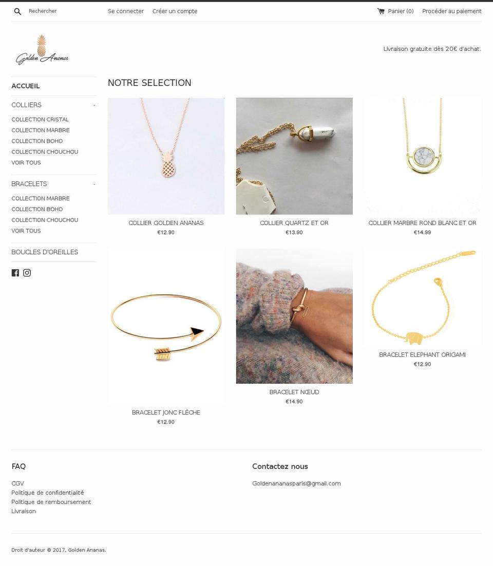goldenananas.com shopify website screenshot
