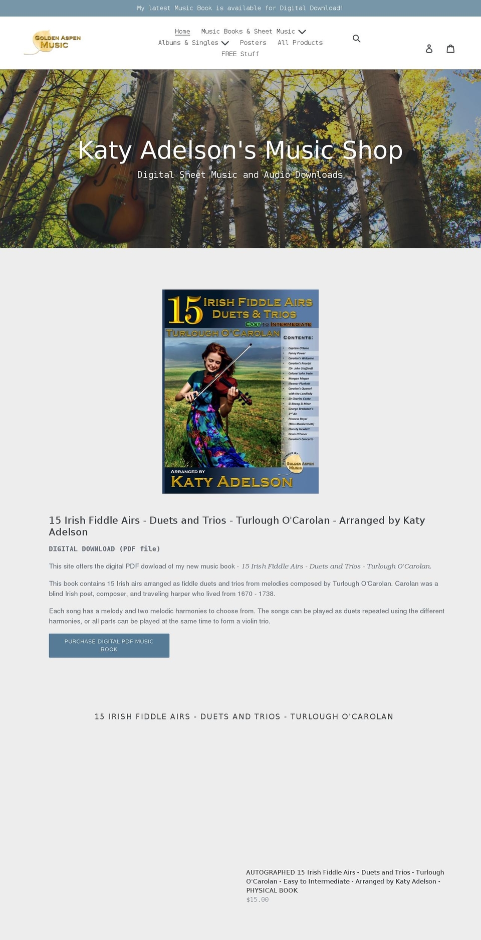 goldenaspenmusic.com shopify website screenshot