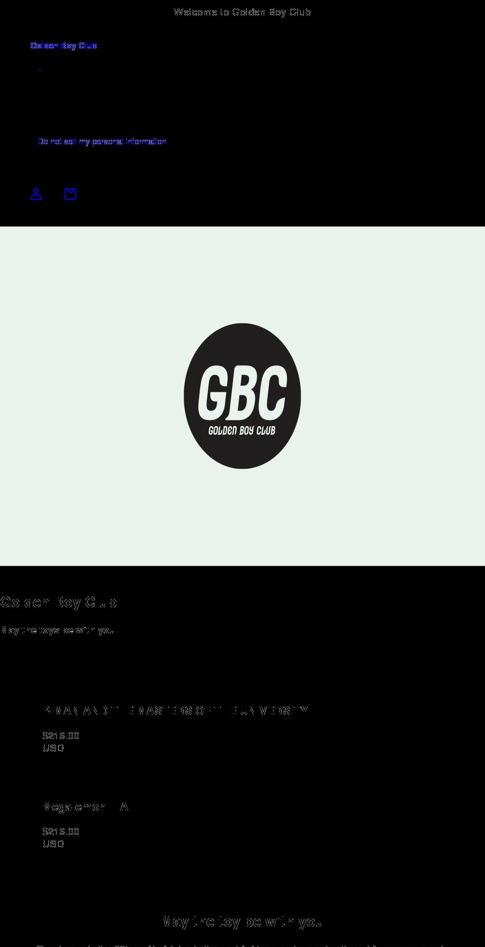 goldenboyclub.com shopify website screenshot