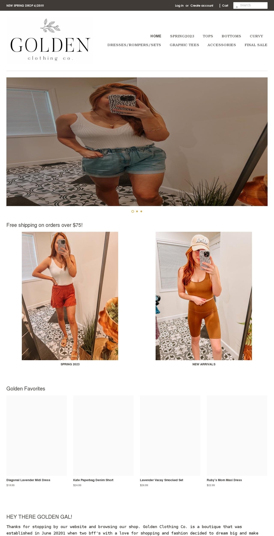 goldenclothingco21.com shopify website screenshot