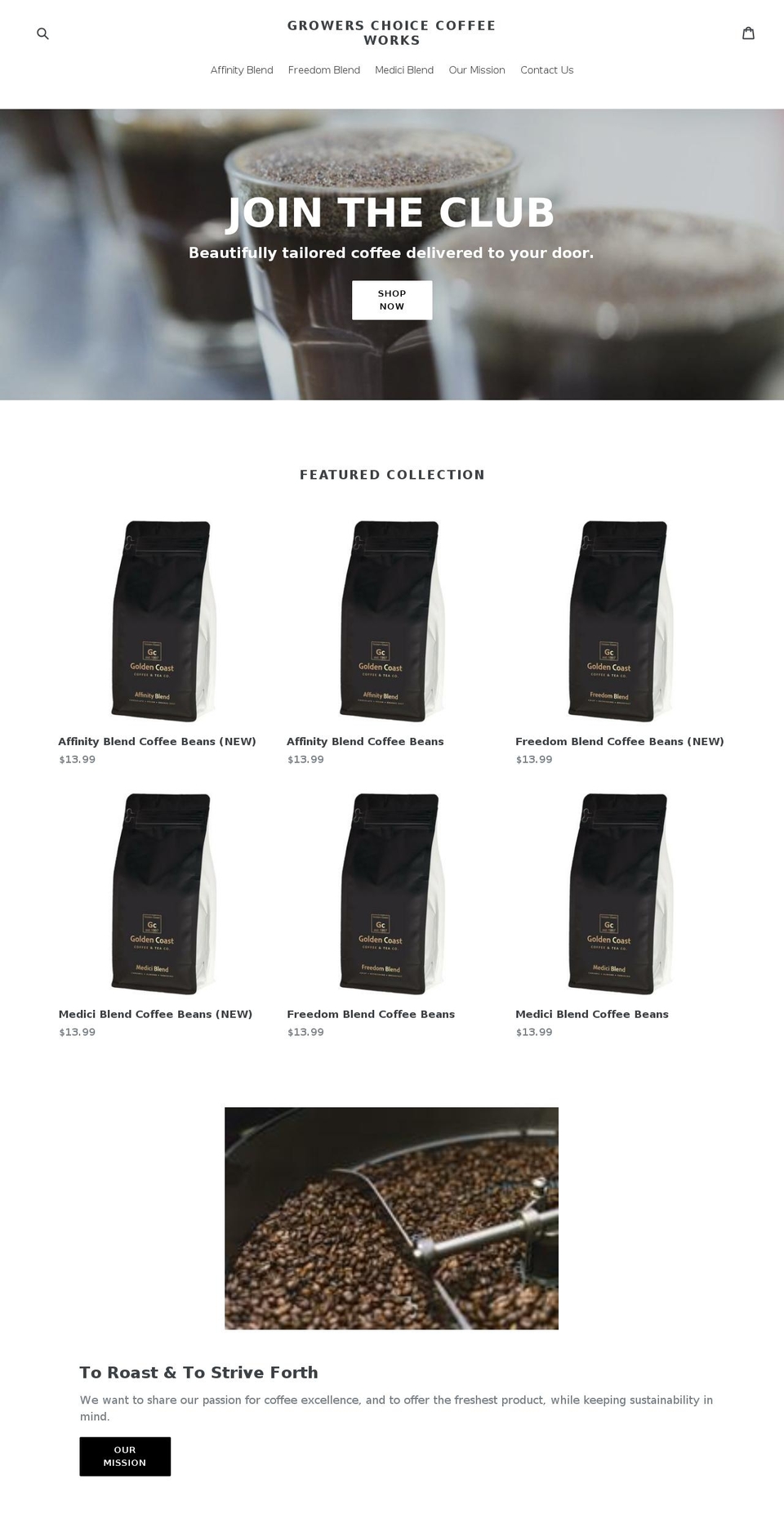 goldencoastcoffee.com — Shopify storefront screenshot