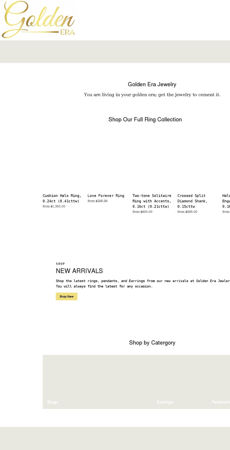 goldenerajewelry.com shopify website screenshot