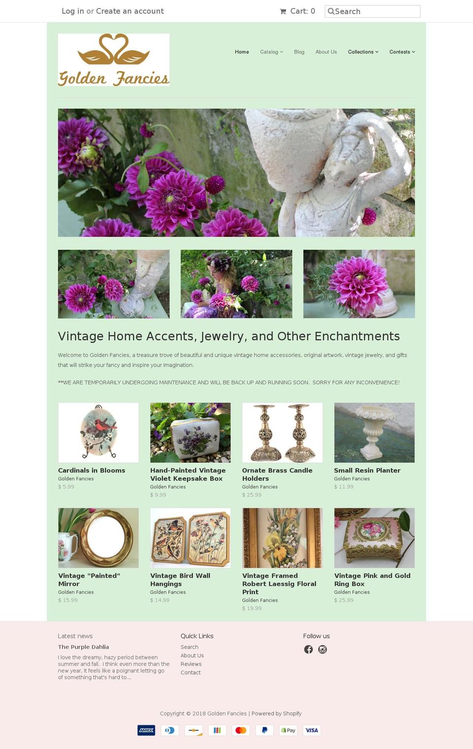 goldenfancies.com shopify website screenshot