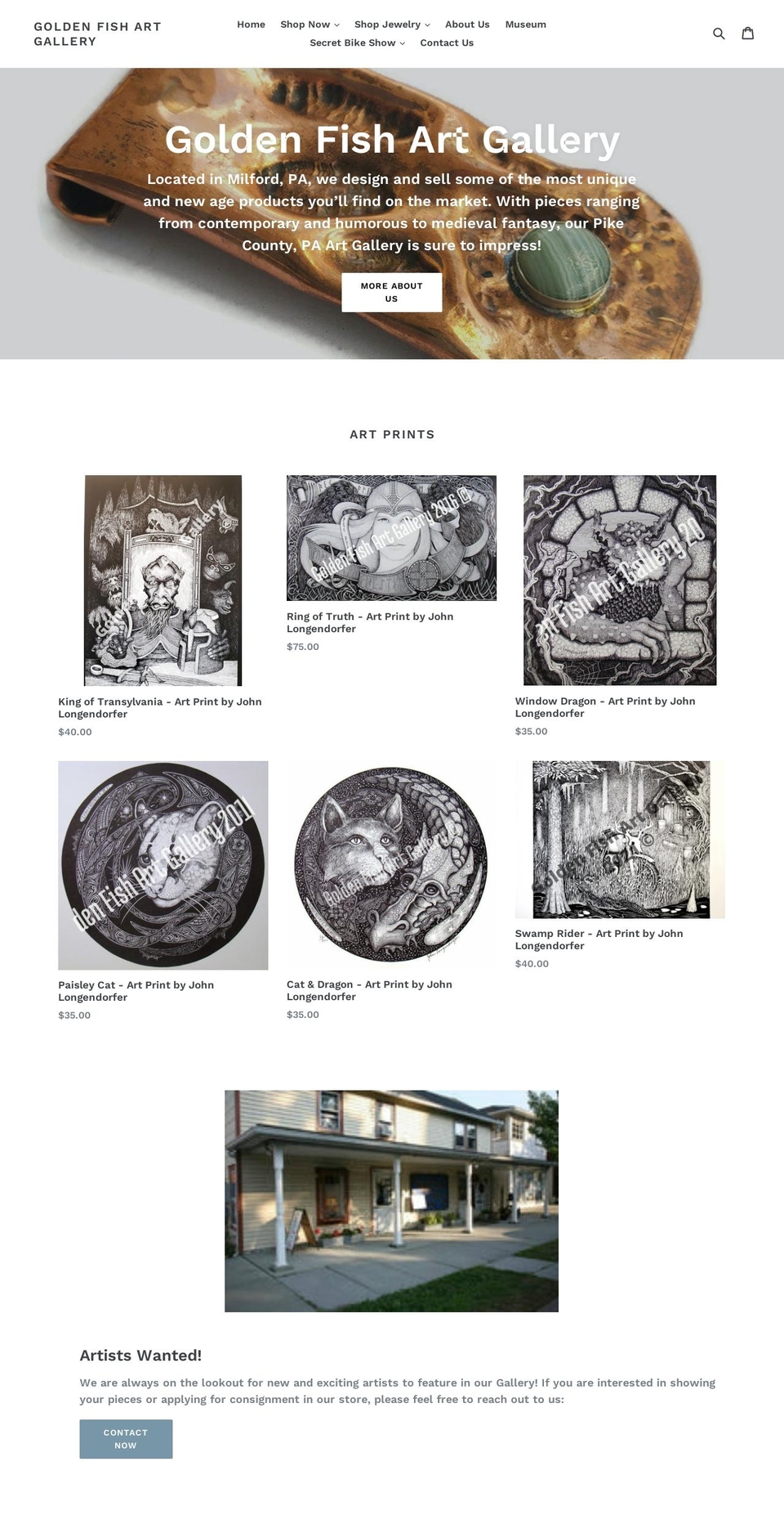goldenfishartgallery.com shopify website screenshot