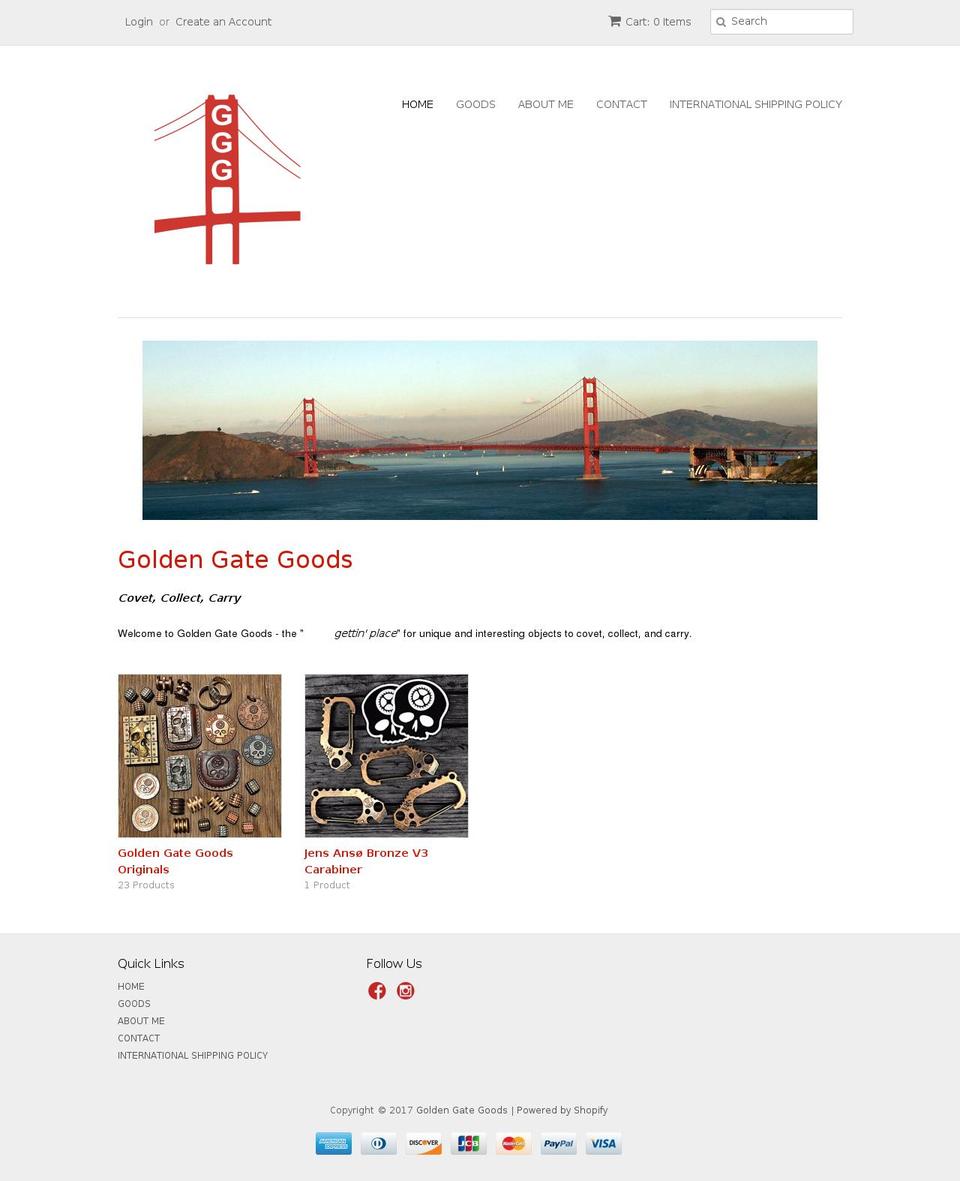 goldengategoods.com shopify website screenshot