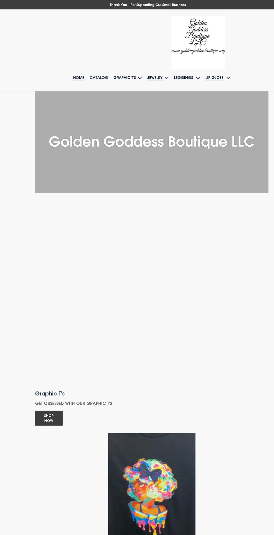 goldengoddessboutique.org shopify website screenshot
