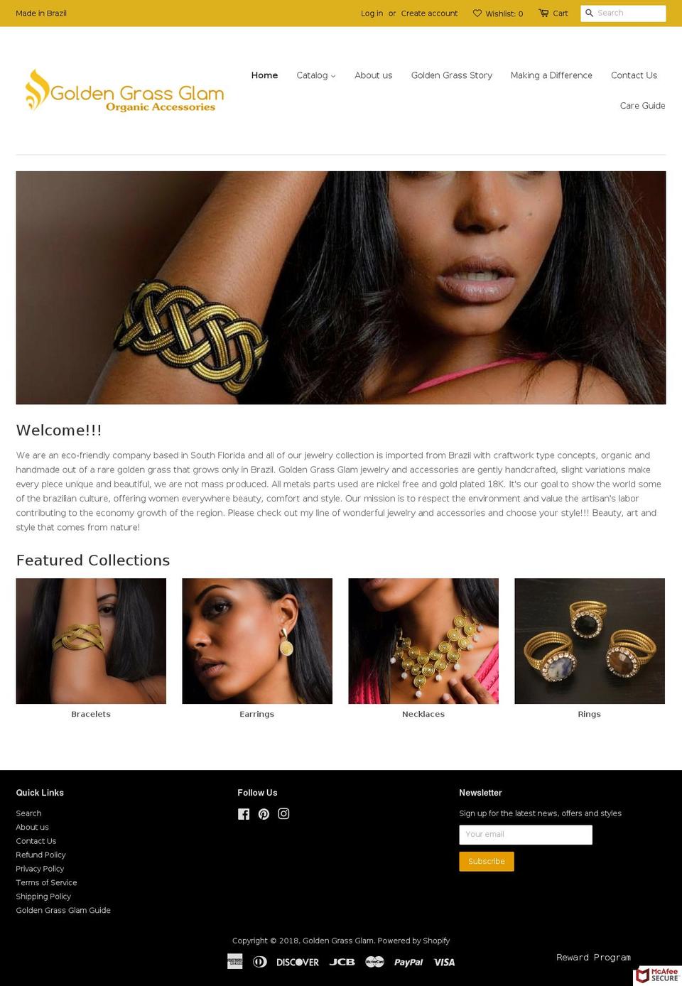 goldengrassglam.com — Shopify storefront screenshot
