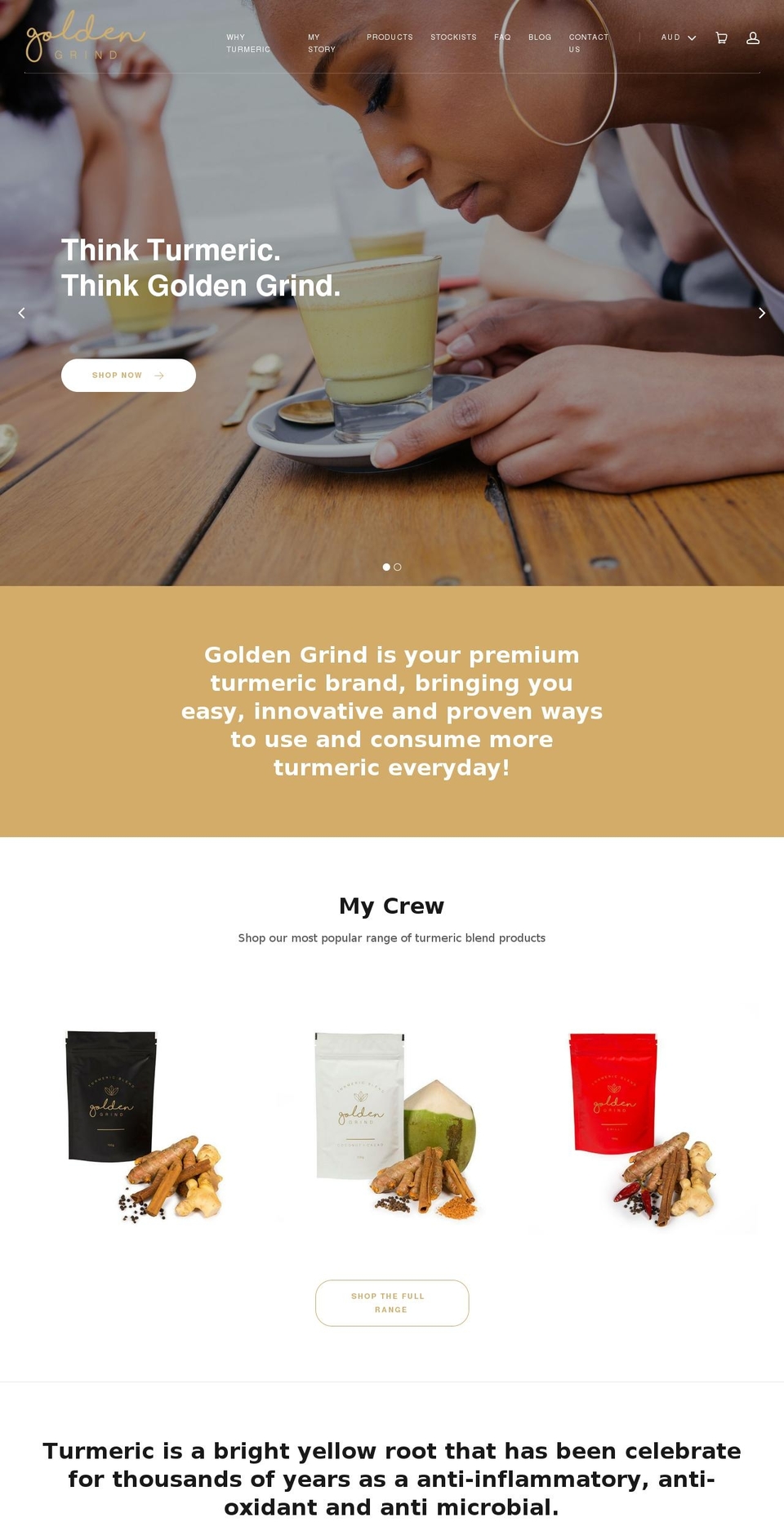 goldengrind.com.au shopify website screenshot