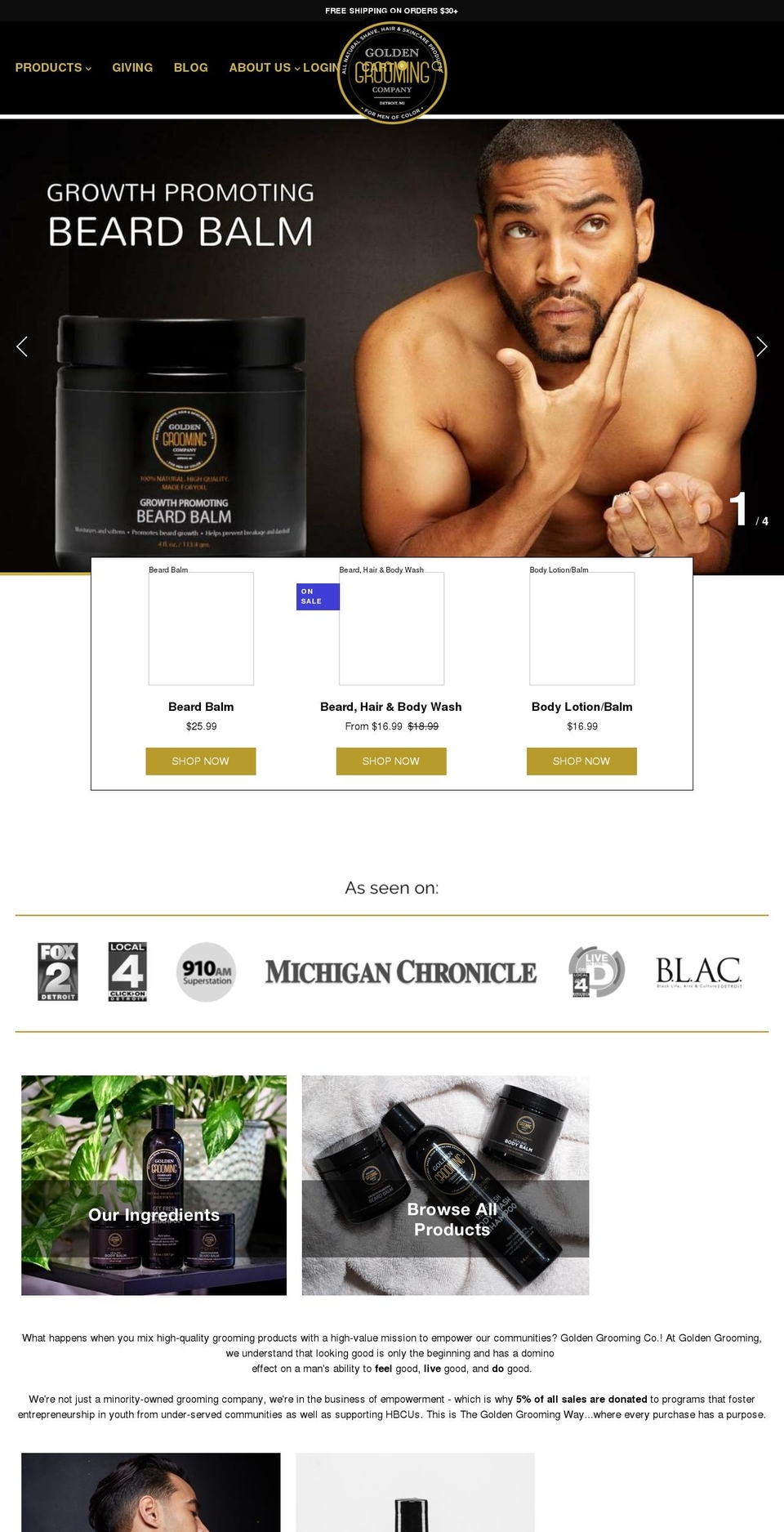goldengroomingco.com shopify website screenshot