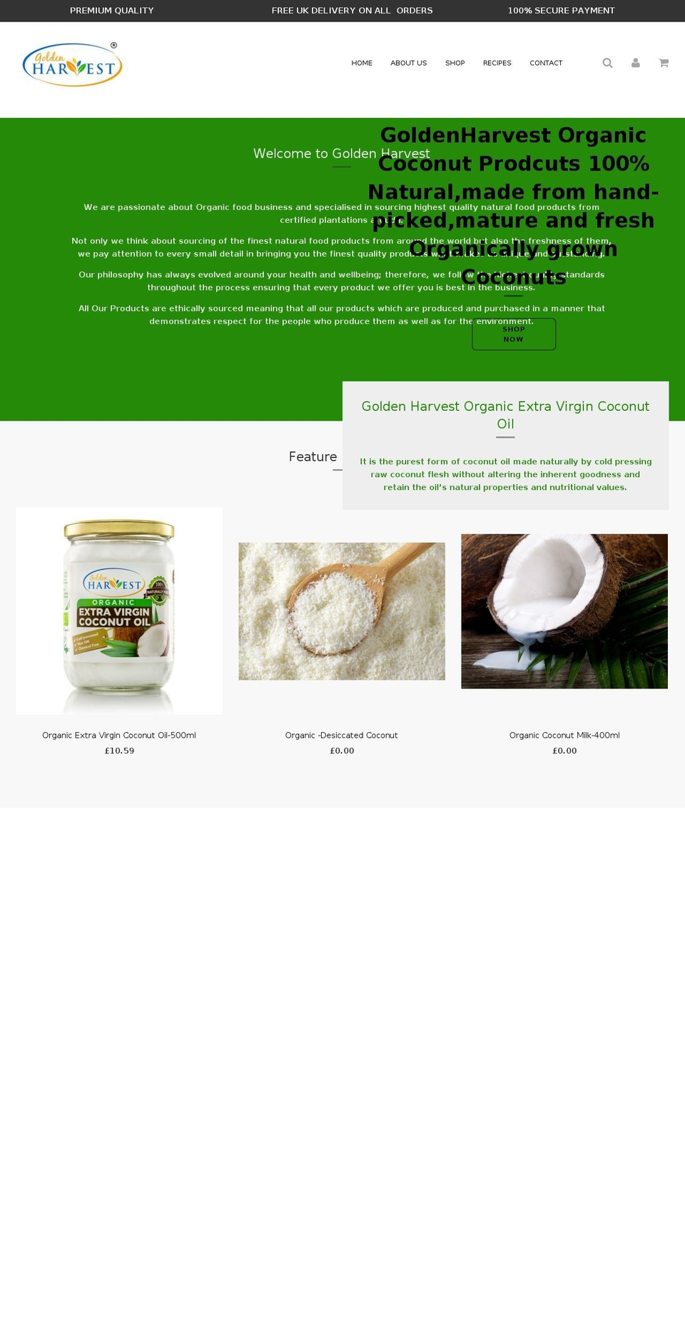 goldenharvestuk.com shopify website screenshot