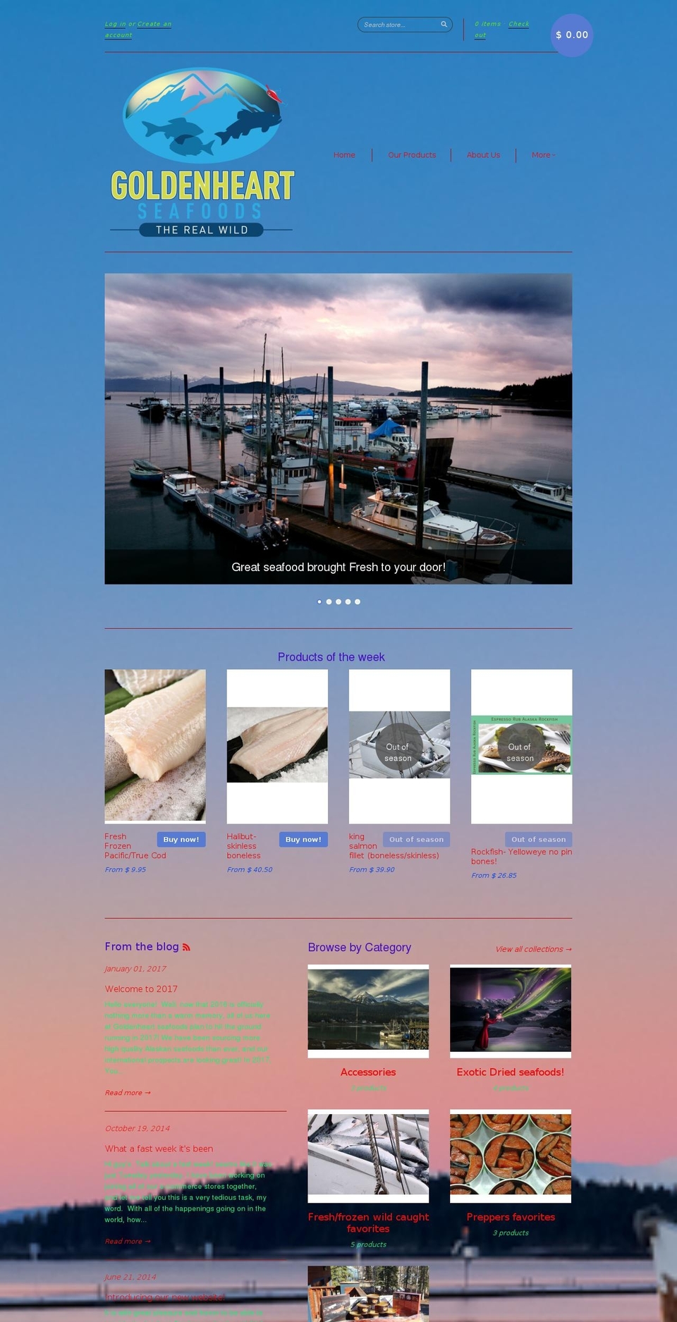 goldenheartseafoods.com shopify website screenshot
