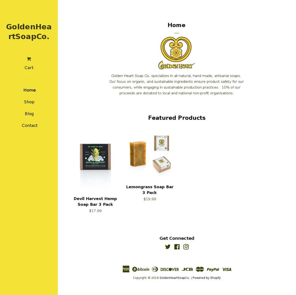 goldenheartsoapco.com shopify website screenshot