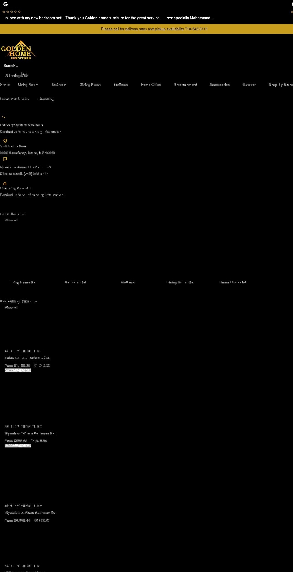 goldenhomefurniture.com shopify website screenshot