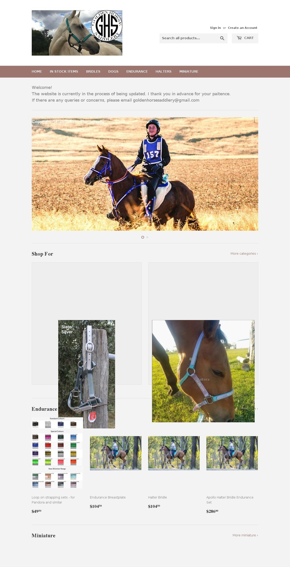 goldenhorsesaddlery.com shopify website screenshot