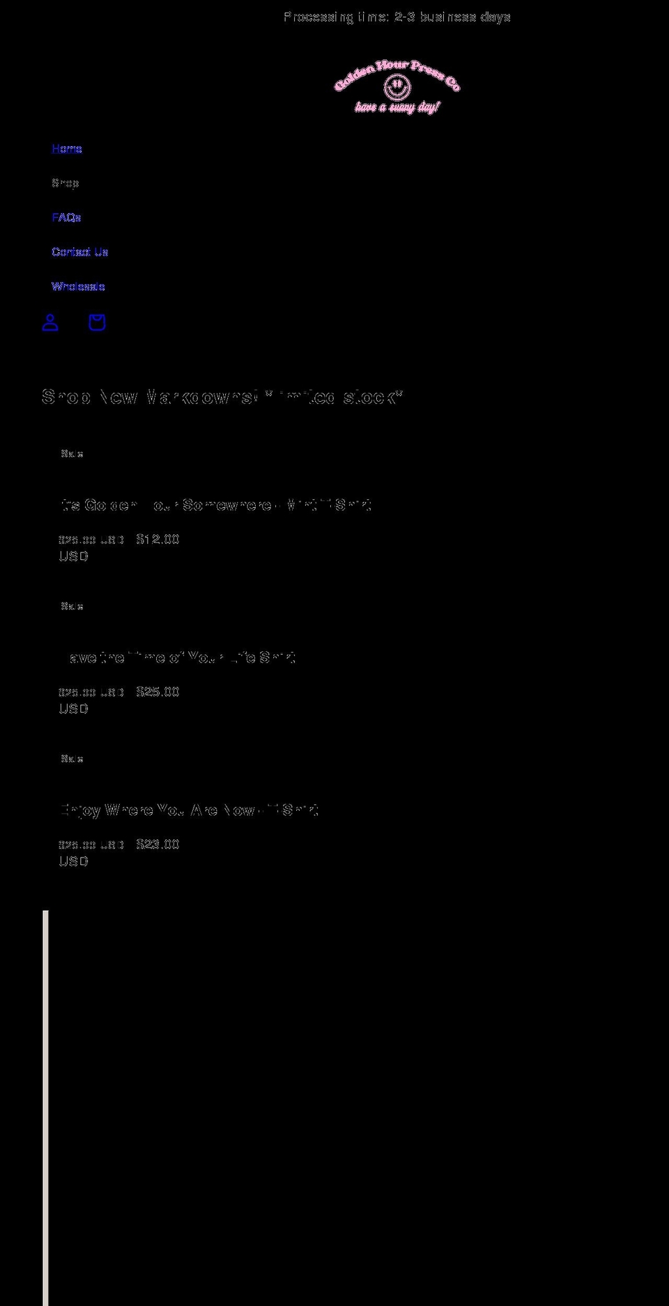 goldenhourpressco.com shopify website screenshot