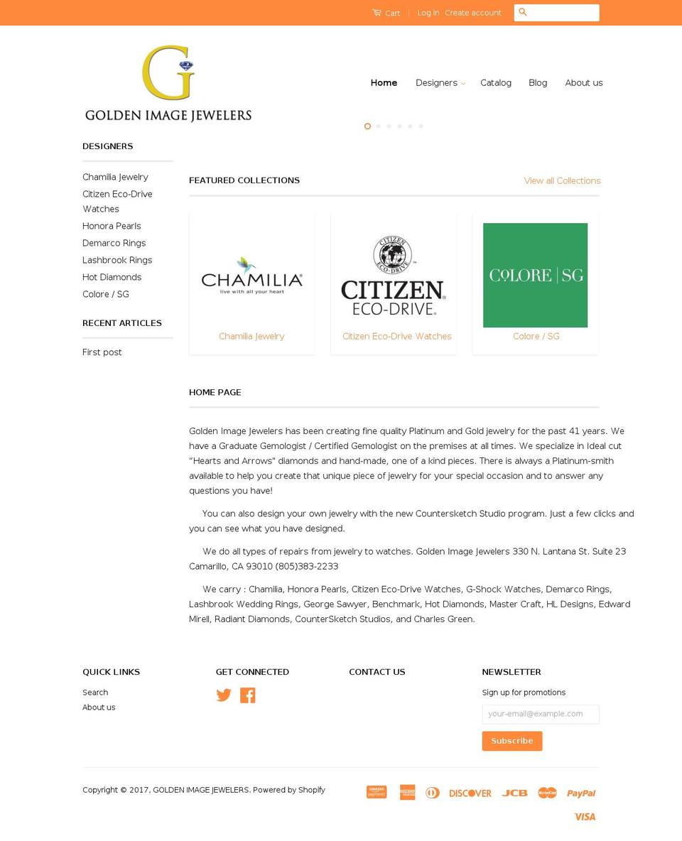 goldenimagejewelers.com shopify website screenshot