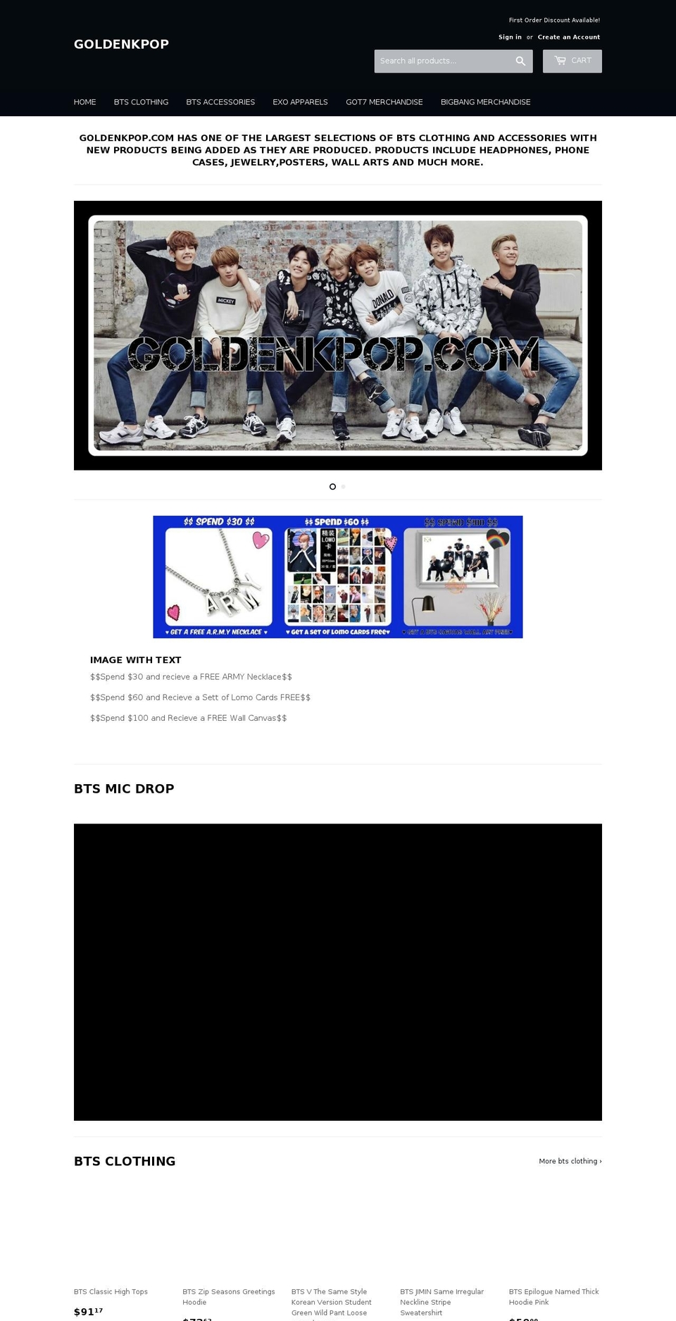 goldenkpop.com — Shopify storefront screenshot