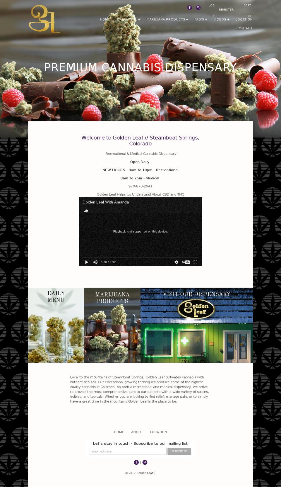 goldenleafdispensary.com shopify website screenshot