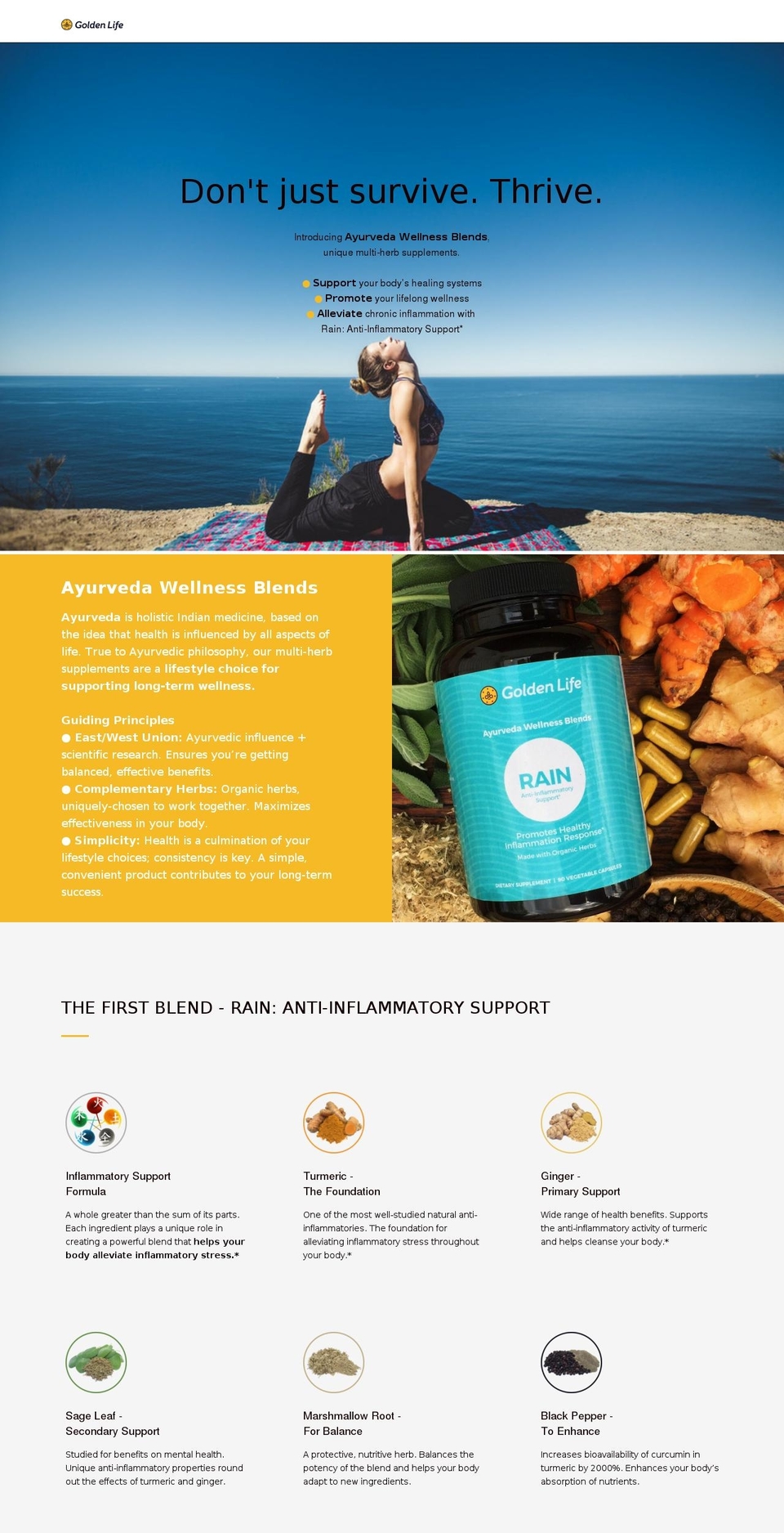 goldenlifeblends.com shopify website screenshot