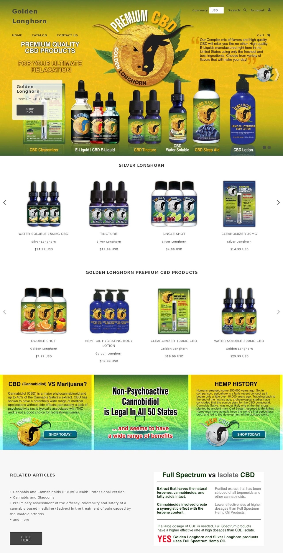 goldenlonghornusa.com — Shopify storefront screenshot
