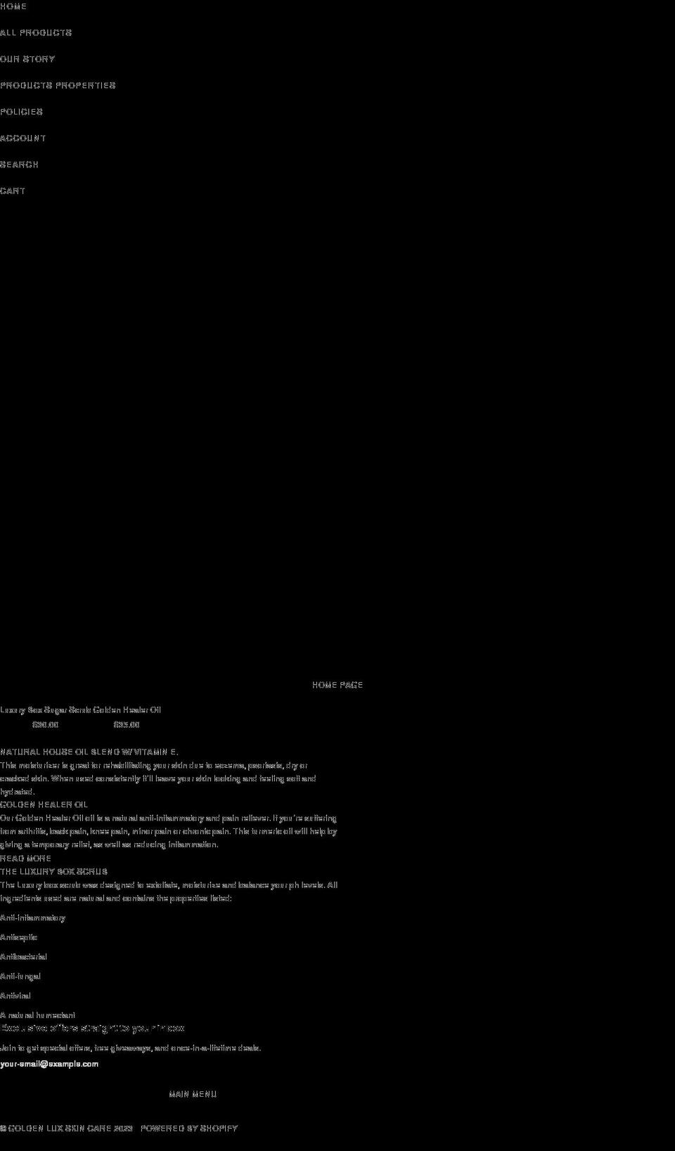 goldenluxskincare.com shopify website screenshot