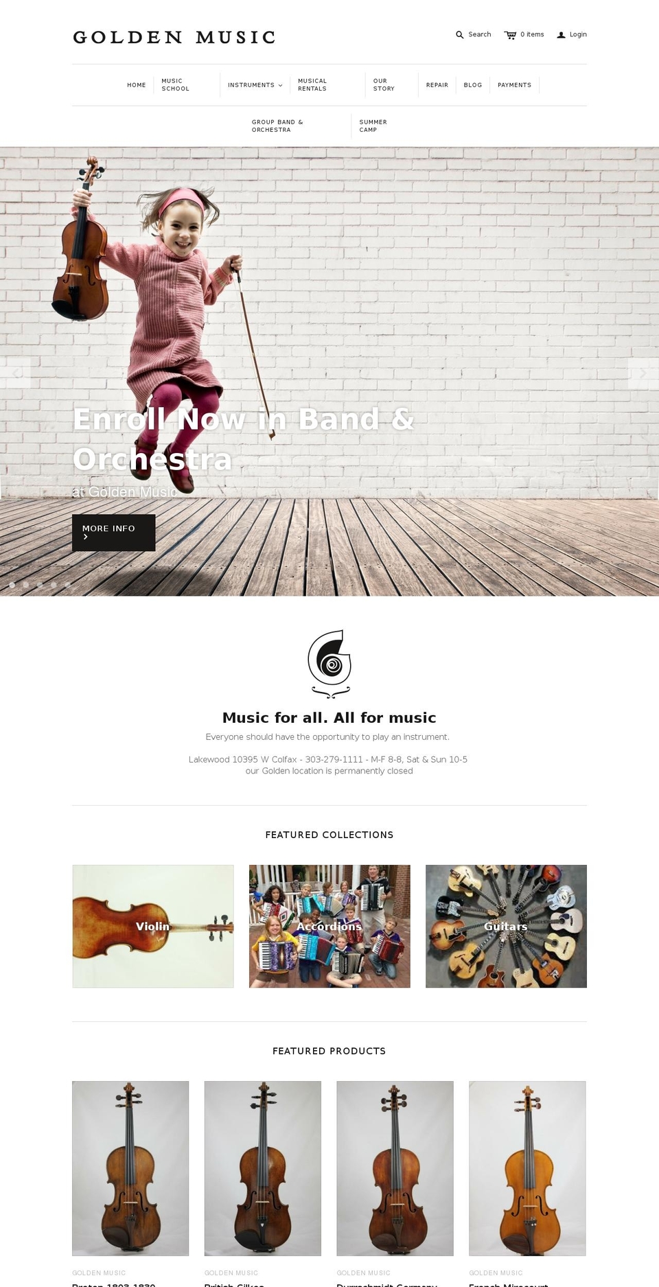 Atlantic Shopify theme site example goldenmusic.co