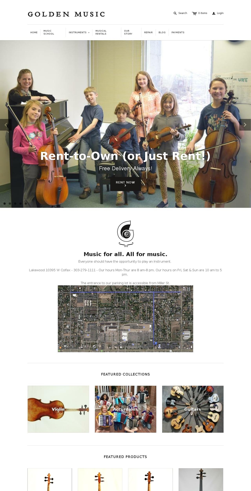 goldenmusiccenter.com — Shopify storefront screenshot