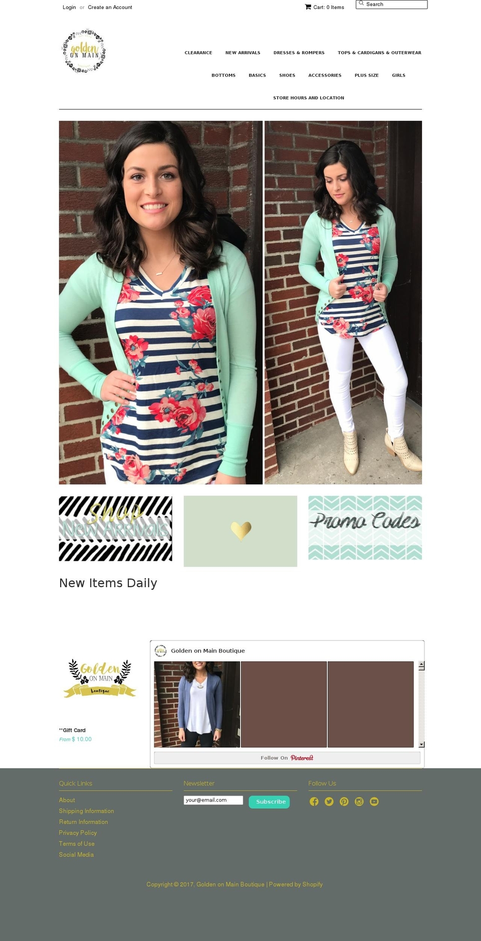 goldenonmain.com shopify website screenshot