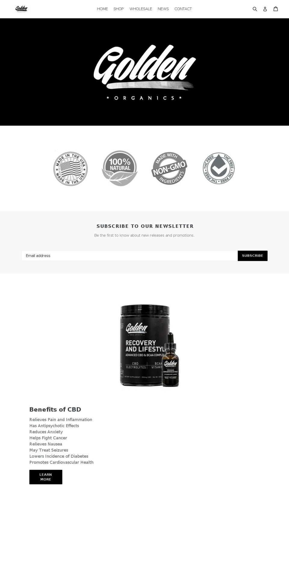 goldenorganics.com — Shopify storefront screenshot