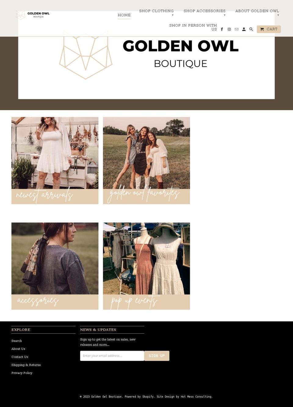 goldenowlboutique.com shopify website screenshot