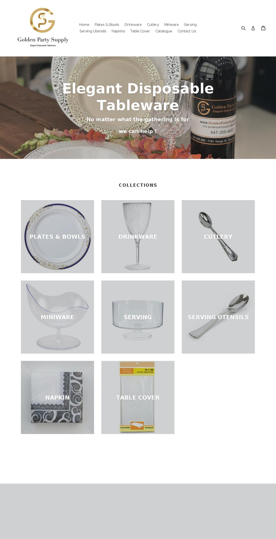 goldenpartysupply.com — Shopify storefront screenshot
