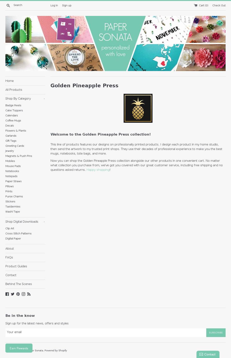 goldenpineapplepress.com — Shopify storefront screenshot